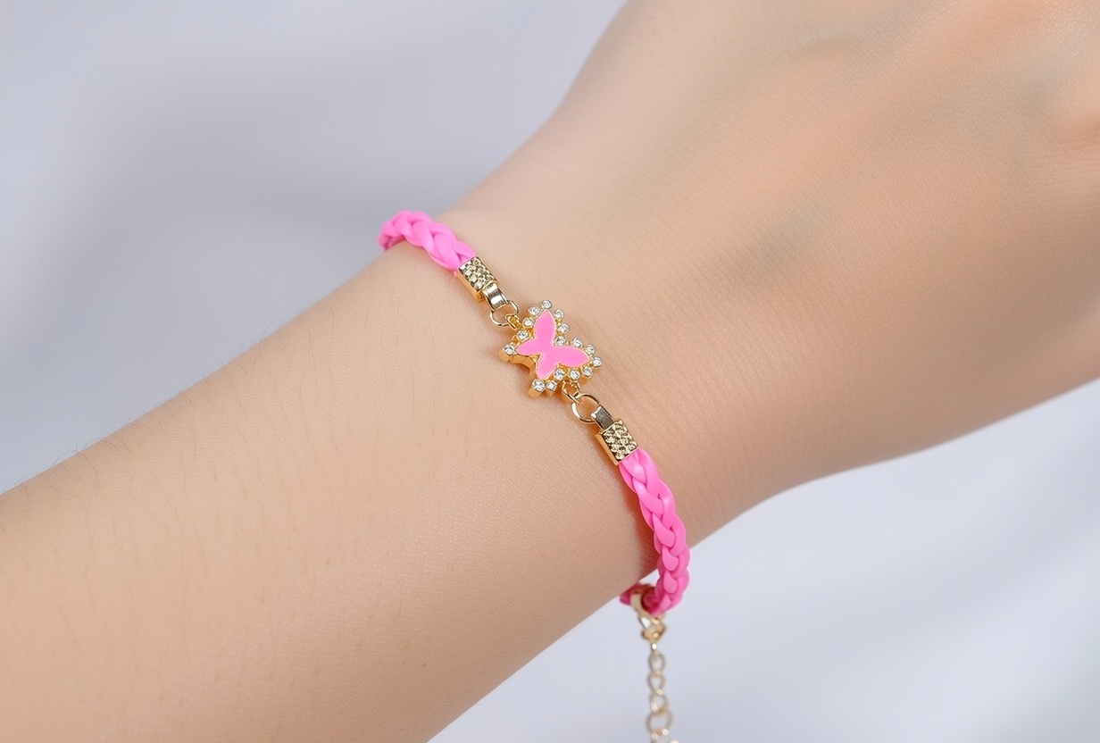 Pulsera Rosa con mariposa