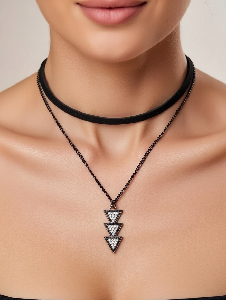 Joker negro con dije de triangulos